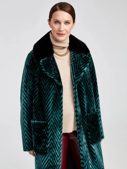 Зимний комплект женский: Дубленка 2003 + Брюки 02, зеленый/бордовый, р. 46, арт. 111246-4