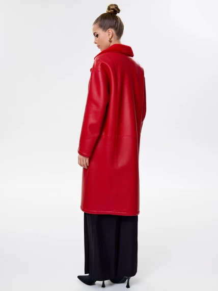 Длинная женская дубленка оверсайз премиум класса 2002, красная, размер 46, артикул 62441-7
