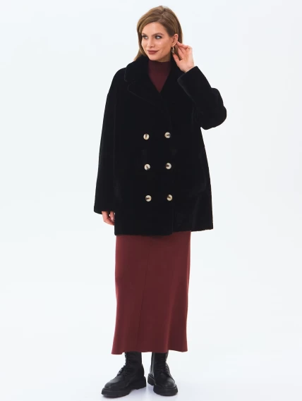 Черная женская шуба из астрагана 2064, размер 48, артикул 64630-1