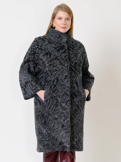 Зимний комплект женский: Шуба из каракуля 17106д + Брюки 02, серый/бордовый, р. 52, арт. 111371-4