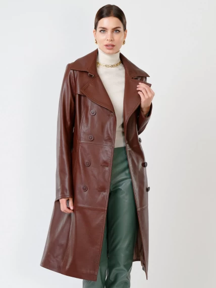Кожаный комплект женский: Плащ 3003 + Брюки 03, ореховый/оливковый, р. 46, арт. 111133-2