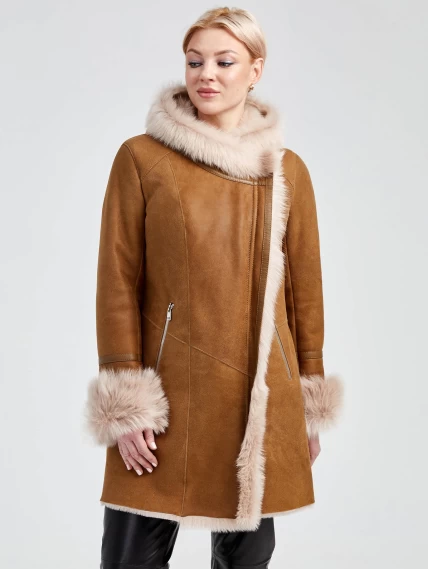 Демисезонный комплект женский: Дубленка 293 + Брюки 04, бежевый/черный, р. 46, арт. 111356-4