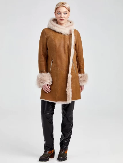 Демисезонный комплект женский: Дубленка 293 + Брюки 04, бежевый/черный, р. 46, арт. 111356-0