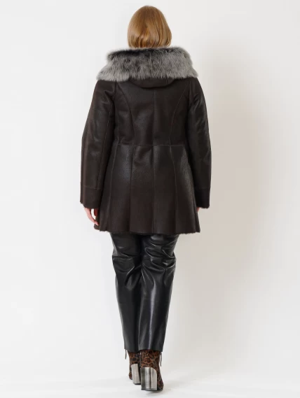 Женская дубленка с капюшоном из тосканы 270, коричневая, размер 66, артикул 14720-4