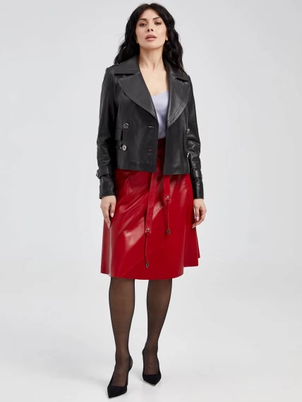 Кожаная расклешенная юбка из натуральной кожи 01рс, красная, размер 52, артикул 85140-0