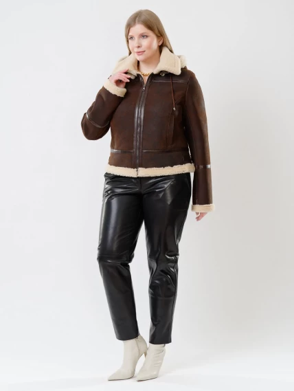 Демисезонный комплект женский: Дубленка 205 + Брюки 03, коричневый/черный, р. 44, арт. 111255-0
