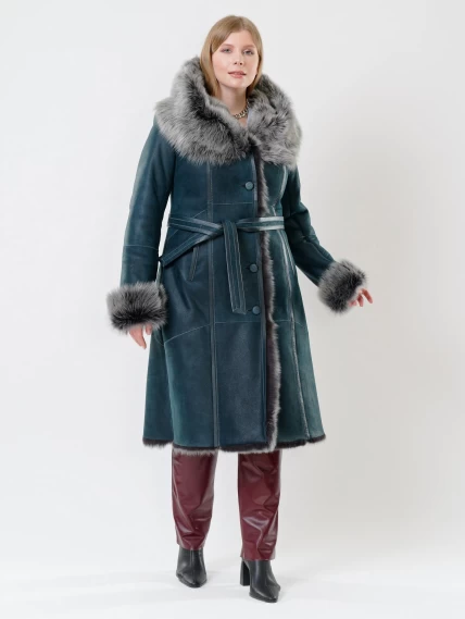 Зимний комплект женский: Дубленка 132 + Брюки 02, синий/бордовый, р. 44, арт. 111217-0