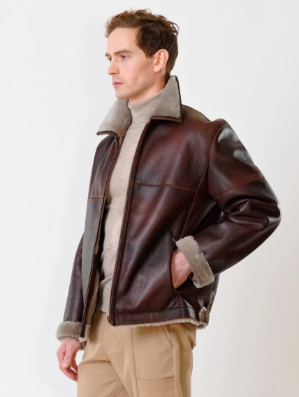 Короткая мужская дубленка 140, виски, размер 48, артикул 70250-2