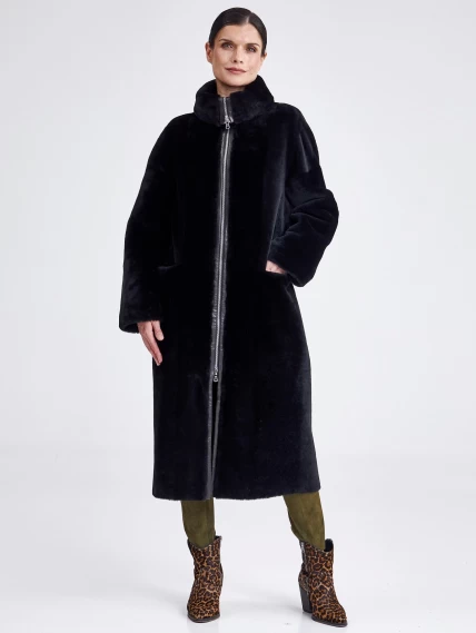 Двусторонняя женская дубленка из астрагана премиум класса 2015, черная, размер 48, артикул 62720-1