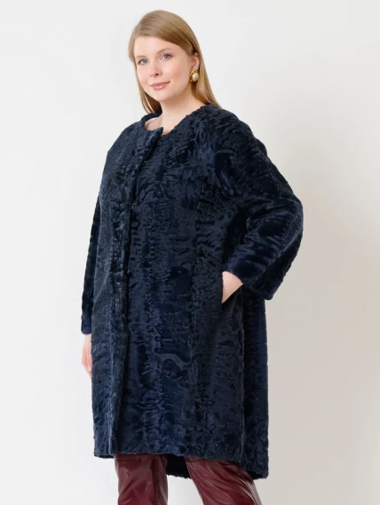Зимний комплект женский: Шуба из каракуля 16438 + Брюки 02, cиний/бордовый, р. 52, арт. 111294-4