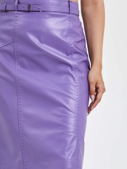 Сиреневая кожаная юбка карандаш 02рс, размер 46, артикул 85601-2