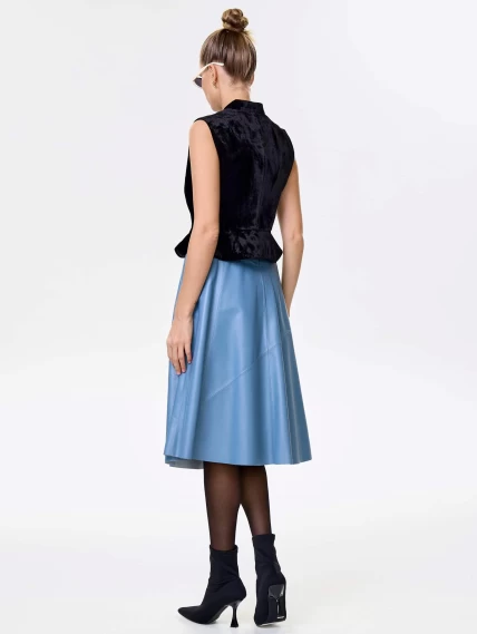 Голубая кожаная юбка 01рс, размер 48, артикул 85452-7