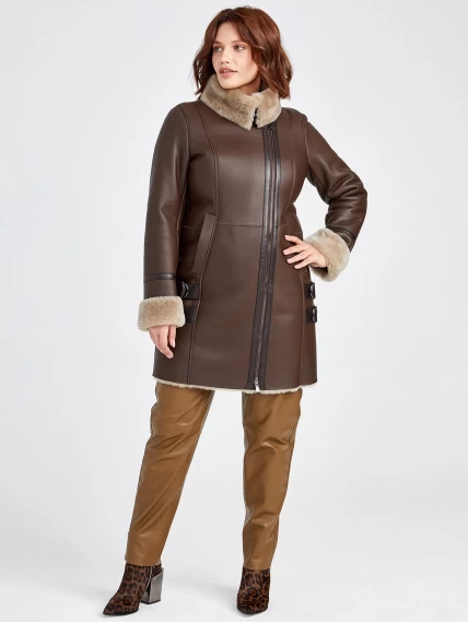 Зимний комплект женский: Дубленка 206 + Брюки 03, коричневый, р. 48, арт. 111378-1