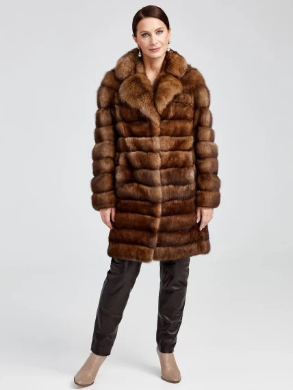 Зимний комплект женский: Шуба из меха соболя Лола + Брюки 03, коричневый/черный, р. 44, арт. 111344-0