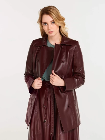 Кожаный комплект женский: Плащ утепленный 309ш + Юбка 01рс, бордовый, р. 46, арт. 111183-2