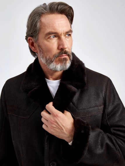 Мужская классическая дубленка 405, коричневая, размер 46, артикул 70640-4