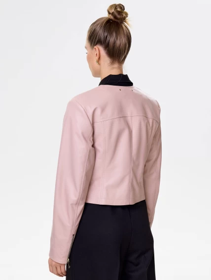 Пудровая кожаная женская косуха 389, размер 44, артикул 90451-5