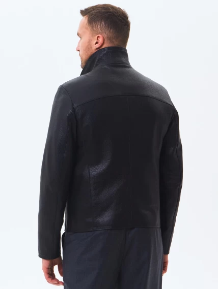 Короткая мужская кожаная куртка 2010-9, черная, размер 46, артикул 29250-5