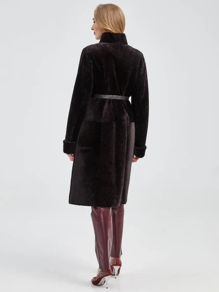 Демисезонный комплект женский: Полупальто из астрагана 15мех + Брюки 02, коричневый/бордовый, р. 42, арт. 111188-2