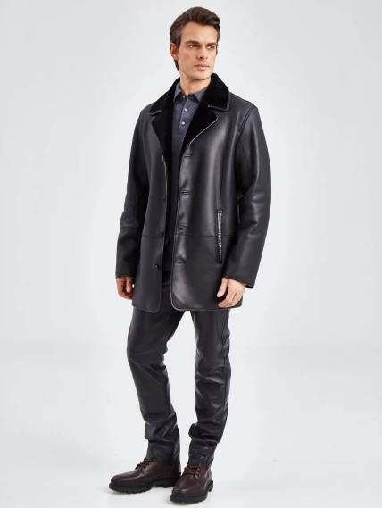 Классическая мужская дубленка премиум класса 135(пр), черная, размер 56, артикул 71400-1