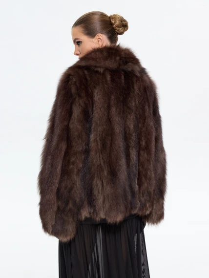 Женская короткая шуба из меха лисы М1010 - 24267, коричневая, размер 46, артикул 65350-5