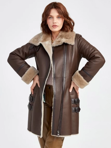 Зимний комплект женский: Дубленка 206 + Брюки 03, коричневый, р. 48, арт. 111378-3