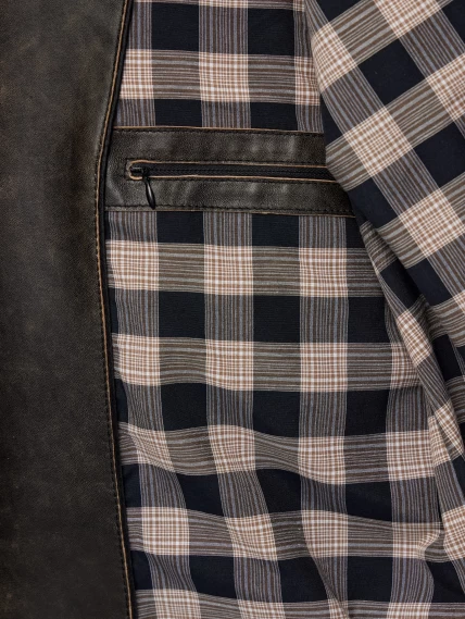 Мужская кожаная куртка косуха премиум класса 560, коричневая, размер 50, артикул 29660-3