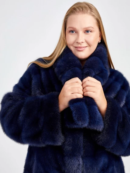Зимний комплект женский: Куртка из меха норки 1150(в) + Брюки 02, синий/черный, р. 52, арт. 111308-4