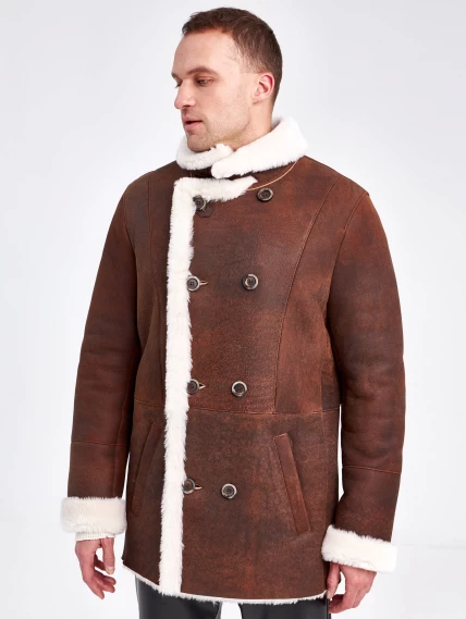 Дубленка двубортная мужская 431, виски, размер 48, артикул 71150-3