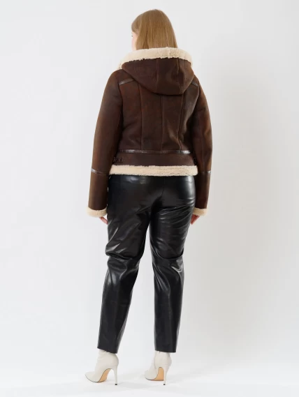 Демисезонный комплект женский: Дубленка 205 + Брюки 03, коричневый/черный, р. 44, арт. 111255-2