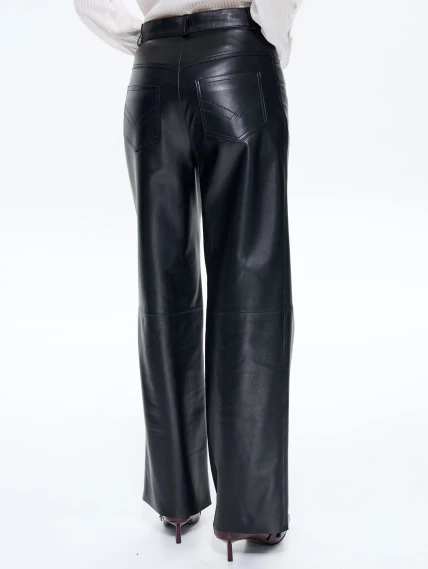 Женские брюки из натуральной кожи 11, черный, размер 46, артикул 86040-5