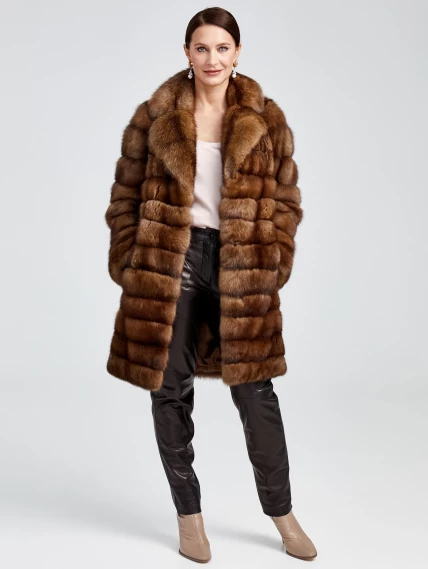 Зимний комплект женский: Шуба из меха соболя Лола + Брюки 03, коричневый/черный, р. 44, арт. 111344-1