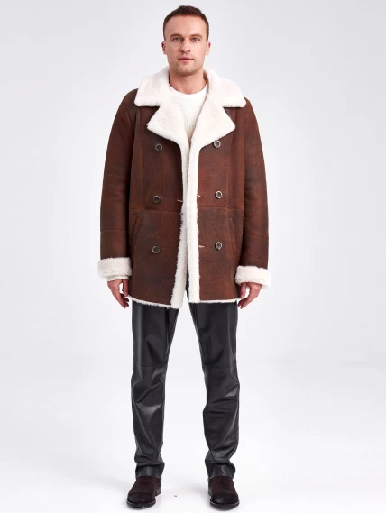Дубленка двубортная мужская 431, виски, размер 48, артикул 71150-1