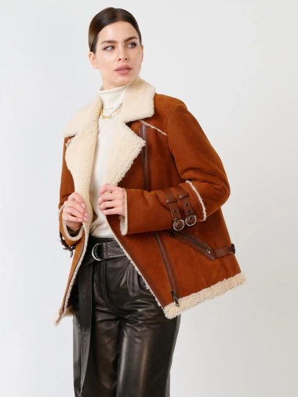 Куртка косуха из натуральной овчины для женщин 290, табачно-рыжая, размер 44, артикул 24200-2