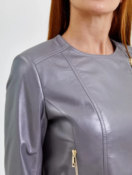 Серая кожаная женская косуха 389, размер 42, артикул 91551-3