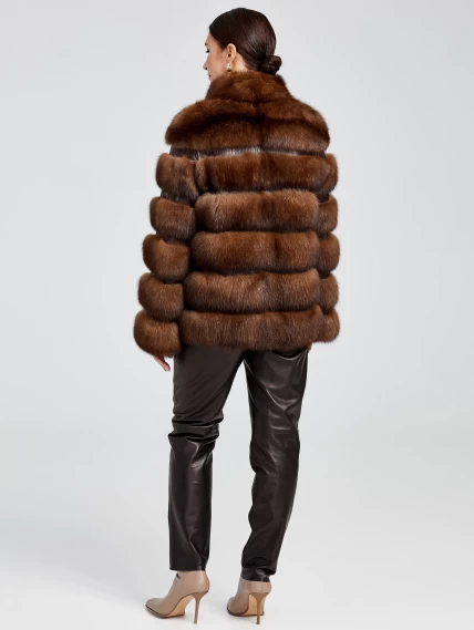 Зимний комплект женский: Шуба из меха соболя С-2 Ребекка + Брюки 02, коричневый/черный, р. 44, арт. 111317-6