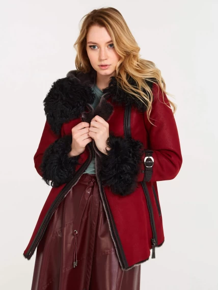 Зимний комплект женский: Дубленка 288 + Юбка 01рс, красная/бордовый, р. 42, арт. 111252-1