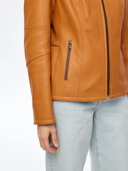 Кожаная женская куртка премиум класса 3044, песочная, размер 48, артикул 24280-3