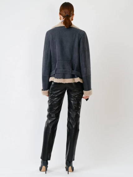 Куртка косуха из натуральной овчины для женщин 201, синяя, размер 44, артикул 24140-6