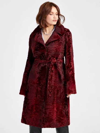 Зимний комплект женский: Шуба из каракуля Лола (в)_2 + Брюки 03, бордовый/черный, р. 48, арт. 111244-5