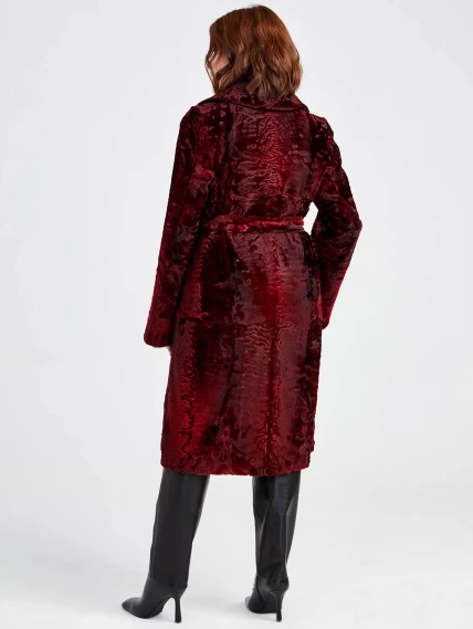 Зимний комплект женский: Шуба из каракуля Лола (в)_2 + Брюки 03, бордовый/черный, р. 48, арт. 111244-2