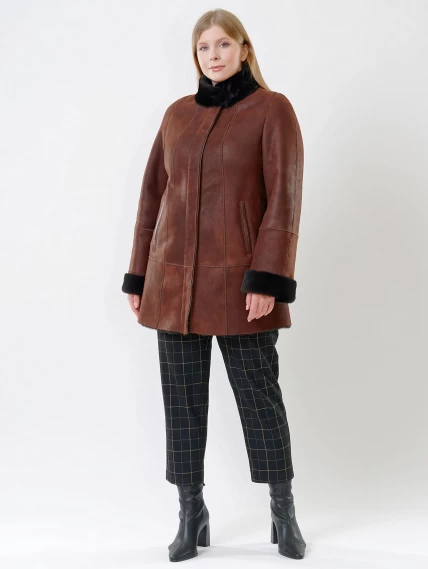 Женская дубленка на молнии с воротником стойкой 267, виски, размер 44, артикул 61170-3