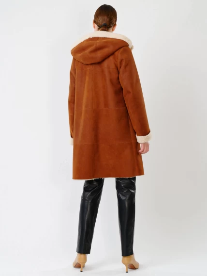 Зимний комплект женский: Дубленка 202 + Брюки 03, табачный/черный, р. 46, арт. 111320-4