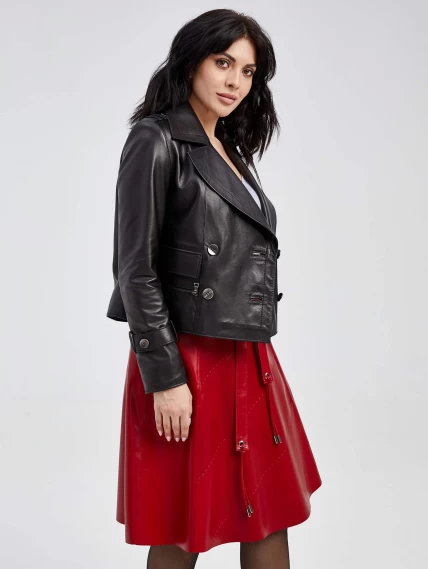 Кожаная расклешенная юбка из натуральной кожи 01рс, красная, размер 52, артикул 85141-4