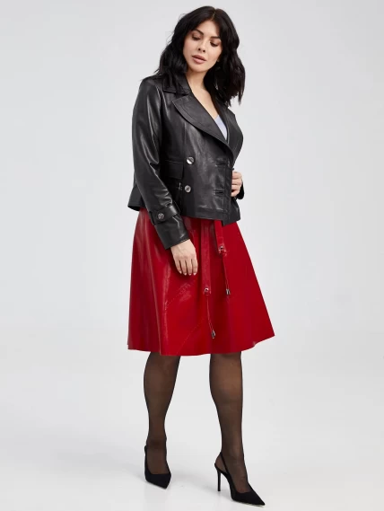 Кожаная расклешенная юбка из натуральной кожи 01рс, красная, размер 52, артикул 85141-0
