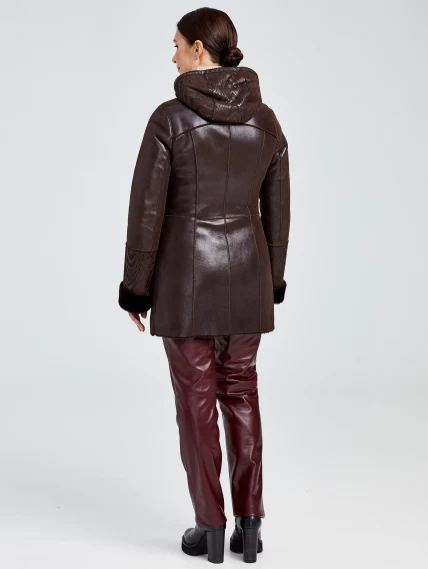 Зимний комплект женский: Дубленка 268 + Брюки 02, коричневый/бордовый, р. 42, арт. 111373-1