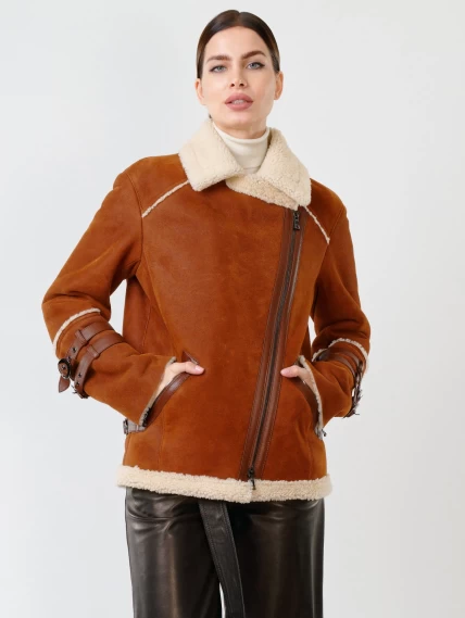 Куртка косуха из натуральной овчины для женщин 290, табачно-рыжая, размер 44, артикул 24200-1