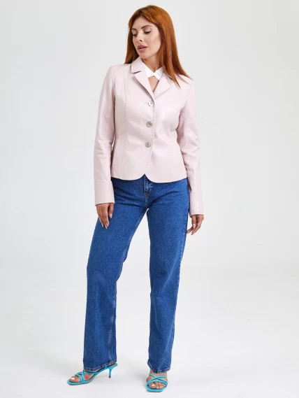 Кожаный женский пиджак 316рс, пудровый, размер 44, артикул 91522-1