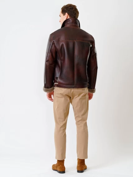 Короткая мужская дубленка 140, виски, размер 48, артикул 70250-4