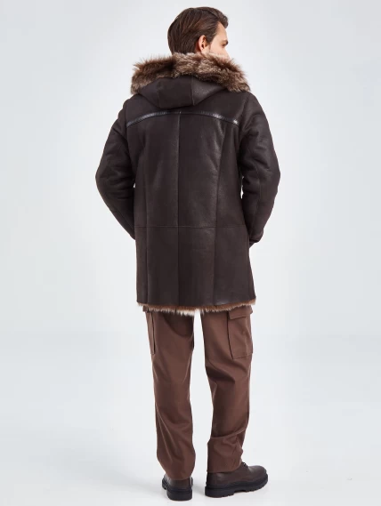 Удлиненная дубленка косуха из тосканы для мужчин премиум класса 435, черная, размер 50, артикул 71430-5